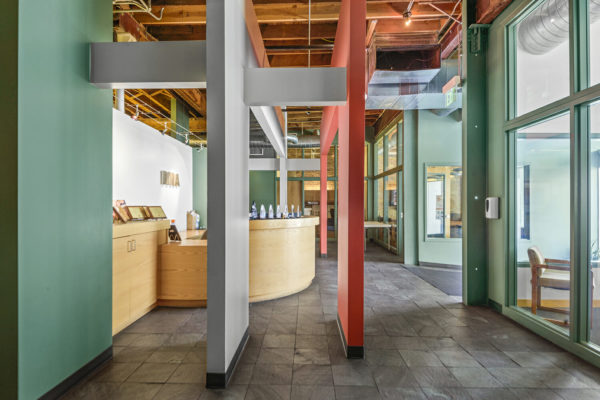 side view of the front reception desk