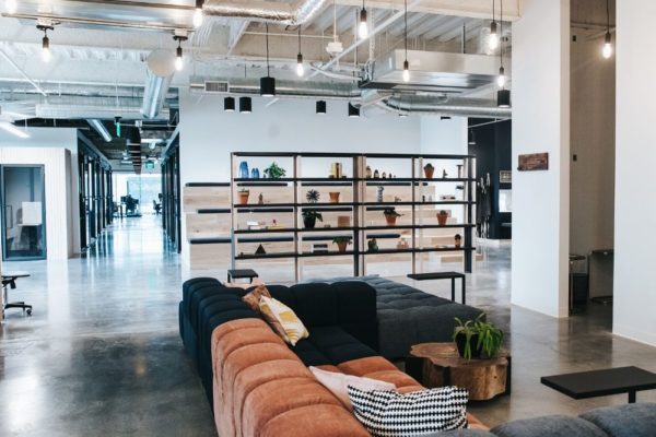 Couches in lounge area inside Kiln office space in Lehi UT