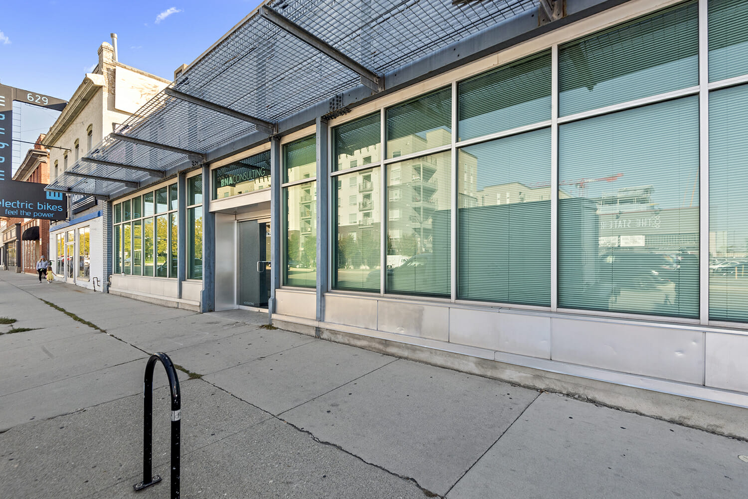 front of building with glass windows