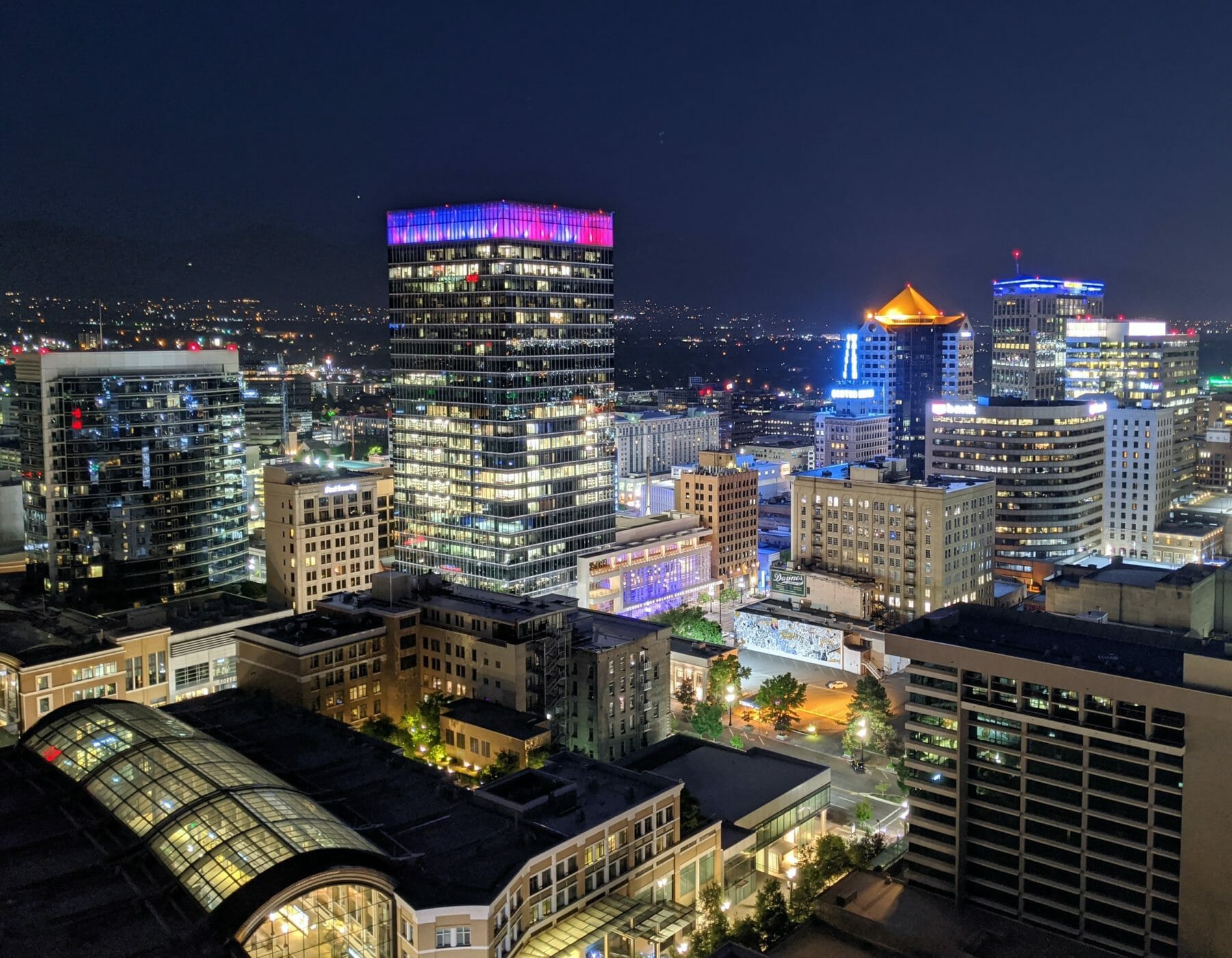 Downtown Salt lake City at night