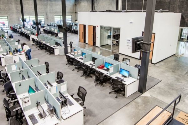 cubicle desk area in modern commercial office space